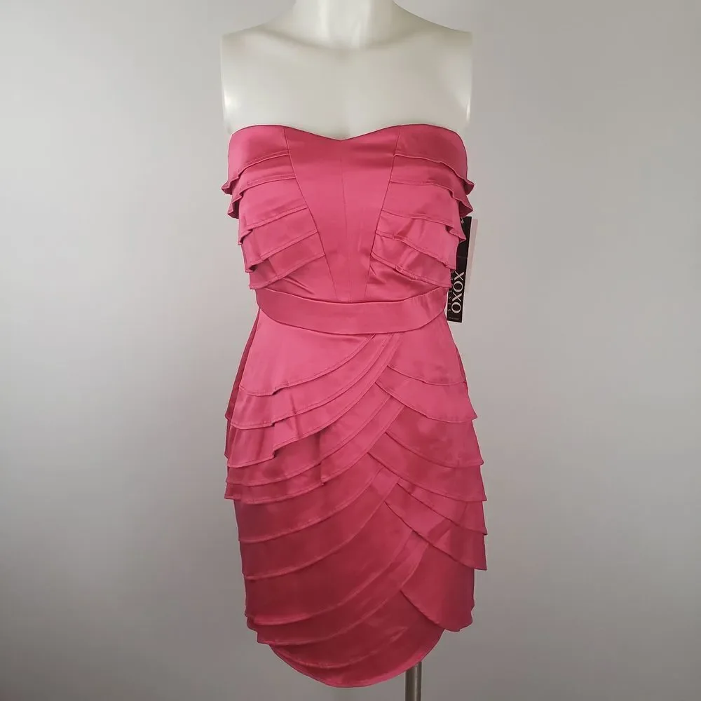 xoxo pink dress XOXO Strapless Juniors Pink Dress Size 7/8 NWT